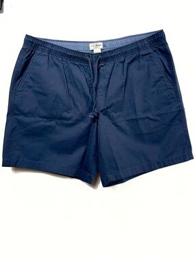 LL Bean Men's Dock Shorts XXL Carbon Navy 8" NWT Elastic Casual Loose Chino